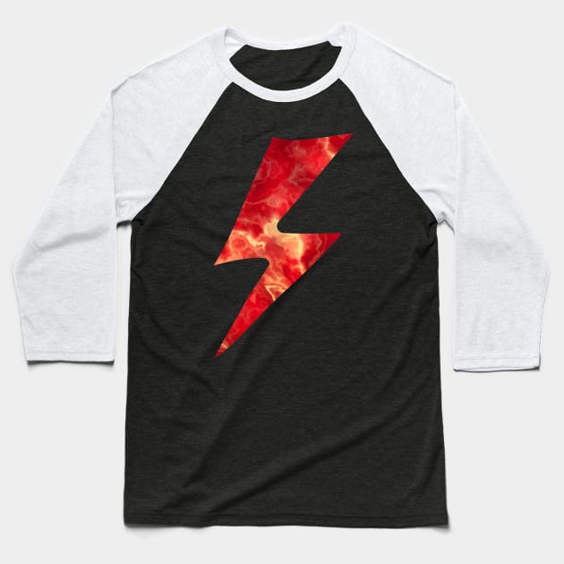 Red Lightning Flash Bolt Baseball T-Shirt by Dreamer